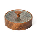 Bandeja Nogueira Miyake – Armazenamento Elegante com Tampa de Vidro