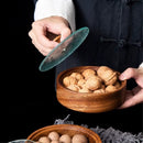 Bandeja Nogueira Miyake – Armazenamento Elegante com Tampa de Vidro