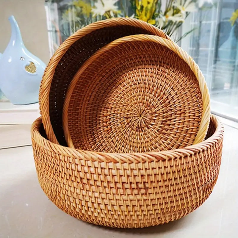 Cesta Naturalle Rattan – Conjunto Organizadores Sustentáveis (3 Tamanhos)