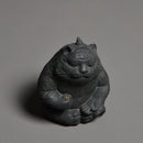 Incensário Escultura Tigre de Pedra Preta Dourada – Arte Mineral