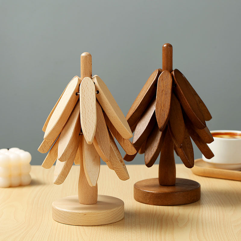 Trivet Leaf – Descanso de Panela e Porta-Copos em Madeira