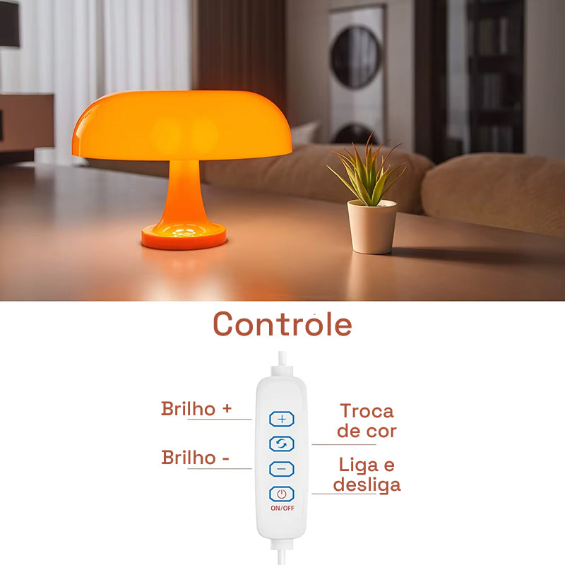 Mushroom Glow – Luminária LED USB com Ajustável Direcionável e Decoração Aconchegante