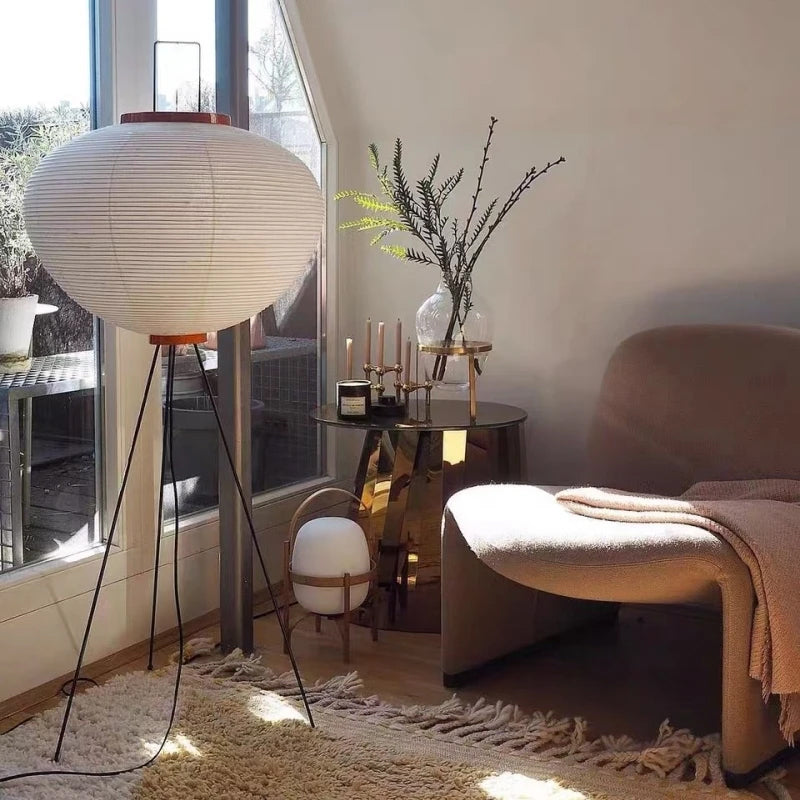 Luminária Noguchi Akari em Papel de Arroz – Design Escultural e Minimalista para Sala, Quarto ou Escritório