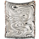 Manta Ondas Zen Algodão Premium Preto e Branco para Sofá e Cama