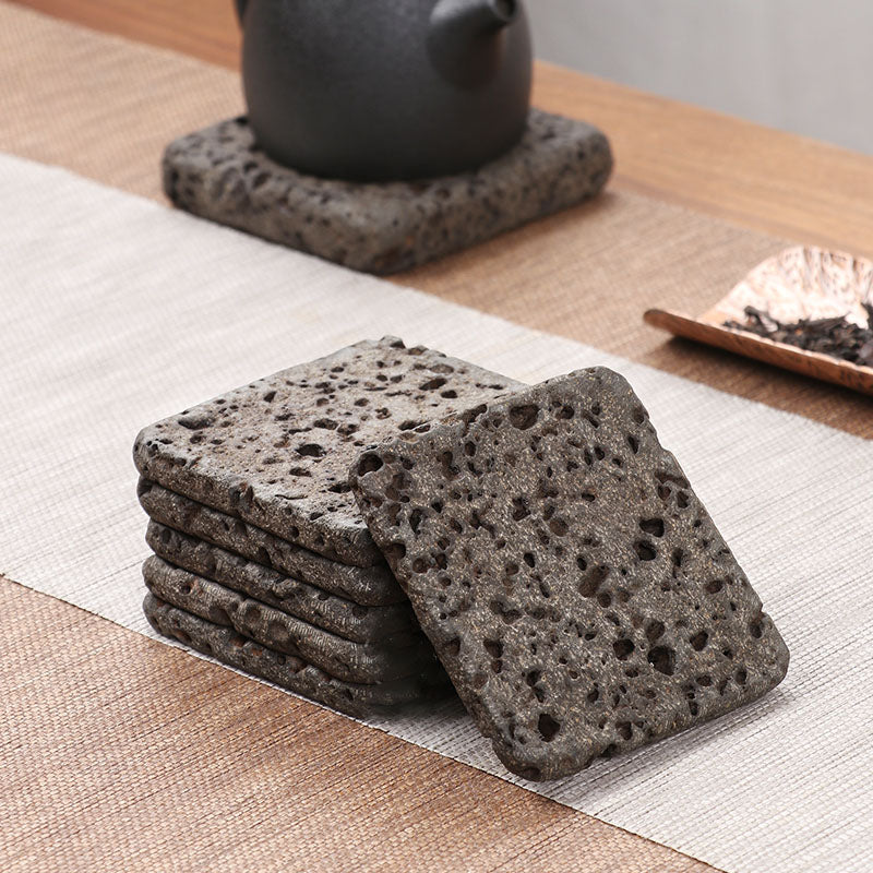 Porta-Copos Pedra Vulcânica ZenRock – Resistente ao Calor, Antiderrapante e Design Natural Minimalista
