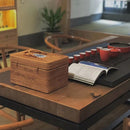 Organizador Rattan Bellezza com Detalhe em Porcelana – Cesta Decorativa Retangular