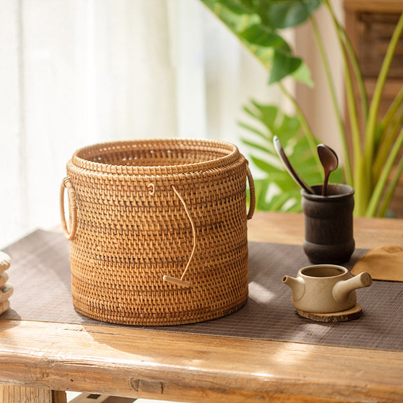 Organizador Rattan com Detalhe em Porcelana – 4 Tamanhos
