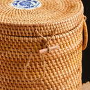 Organizador Rattan com Detalhe em Porcelana – 4 Tamanhos