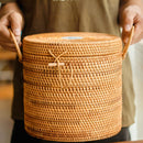 Organizador Rattan com Detalhe em Porcelana – 4 Tamanhos