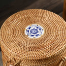 Organizador Rattan com Detalhe em Porcelana – 4 Tamanhos