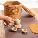 Organizador Rattan com Detalhe em Porcelana – 4 Tamanhos