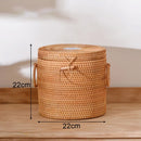 Organizador Rattan com Detalhe em Porcelana – 4 Tamanhos
