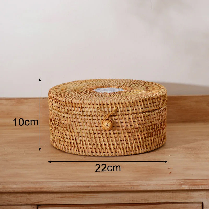 Organizador Rattan com Detalhe em Porcelana – 4 Tamanhos