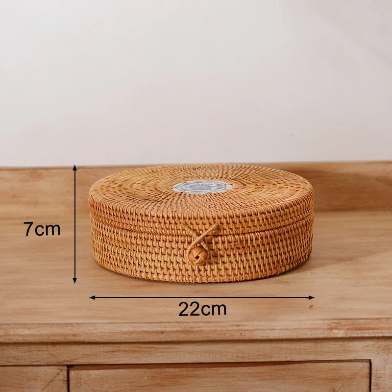 Organizador Rattan com Detalhe em Porcelana – 4 Tamanhos