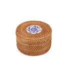 Organizador Rattan com Detalhe em Porcelana – 4 Tamanhos