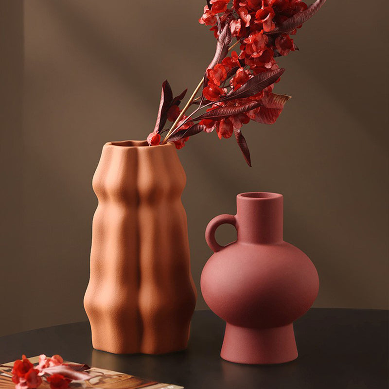 Vaso Nórdico Harmonia Duo – Cerâmica Premium Minimalista, para Sala, Quarto e Escritório