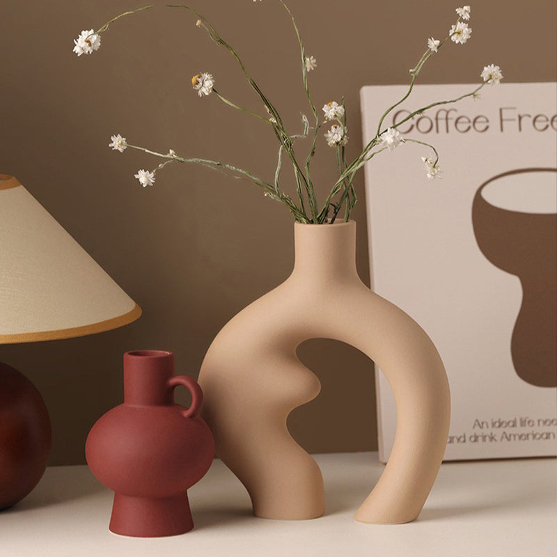 Vaso Nórdico Harmonia Duo – Cerâmica Premium Minimalista, para Sala, Quarto e Escritório