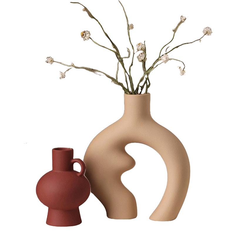 Vaso Nórdico Harmonia Duo – Cerâmica Premium Minimalista, para Sala, Quarto e Escritório
