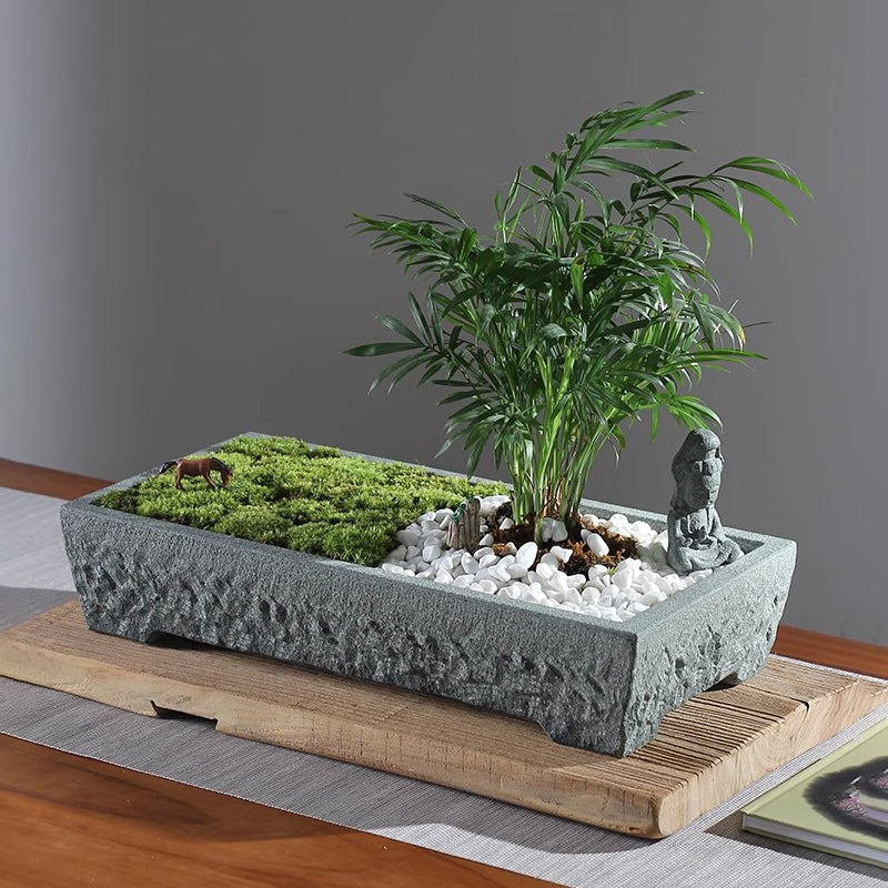 Vaso de Pedra Natural Granito – Elegância para Plantas e Decoração