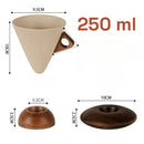 Xícara de Cerâmica Triangular Wabi-Sabi com Base de Madeira 250ml Minimalista